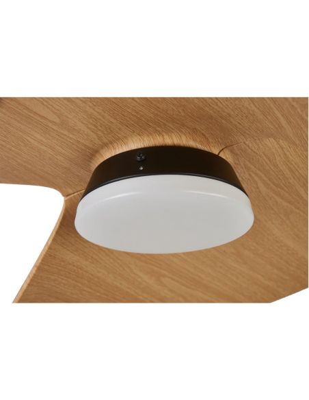 Ventilador de techo tipo plafón LED ONA negro madera Ø700mm 18W 2520lm CCT 3000-5000K motor DC silencioso