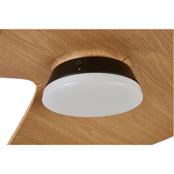 Ventilador de techo tipo plafón LED ONA negro madera Ø700mm 18W 2520lm CCT 3000-5000K motor DC silencioso
