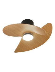 Ventilador de techo tipo plafón LED ONA negro madera Ø700mm 18W 2520lm CCT 3000-5000K motor DC silencioso