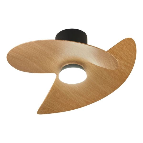 Ventilador de techo tipo plafón LED ONA negro madera Ø700mm 18W 2520lm CCT 3000-5000K motor DC silencioso