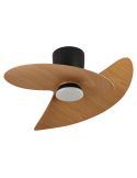 Ventilador de techo tipo plafón LED ONA negro madera Ø700mm 18W 2520lm CCT 3000-5000K motor DC silencioso