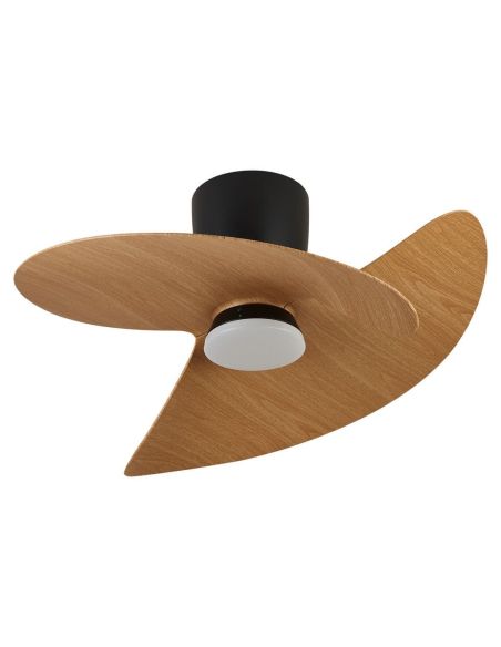 Ventilador de techo tipo plafón LED ONA negro madera Ø700mm 18W 2520lm CCT 3000-5000K motor DC silencioso