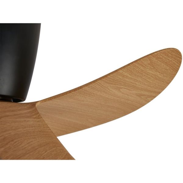 Ventilador de techo tipo plafón LED ONA negro madera Ø700mm 18W 2520lm CCT 3000-5000K motor DC silencioso