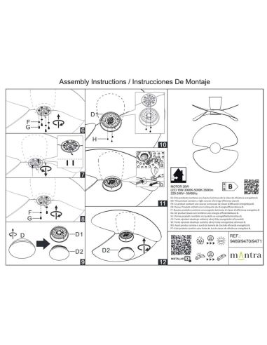 Ventilador de techo tipo plafón LED ONA negro madera Ø700mm 18W 2520lm CCT 3000-5000K motor DC silencioso