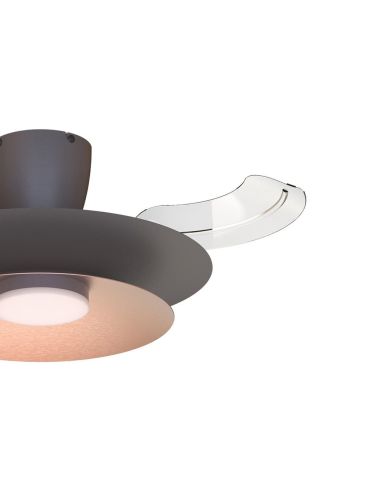 Ventoinha teto LED moderno PATAGONIA 2D em cobre escovado, cor café, Ø500mm, 33W, 3000lm, CCT, dimerizável, DC