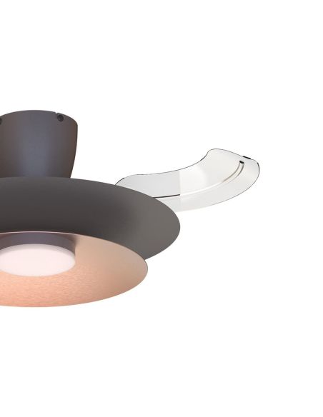 Ventoinha teto LED moderno PATAGONIA 2D em cobre escovado, cor café, Ø500mm, 33W, 3000lm, CCT, dimerizável, DC