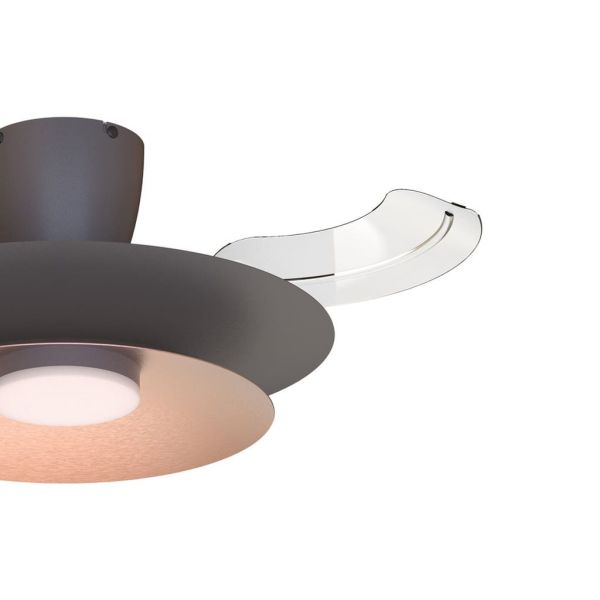 Ventilador plafón moderno LED PATAGONIA 2D café cobre cepillado Ø500mm 33W 3000lm CCT regulable DC
