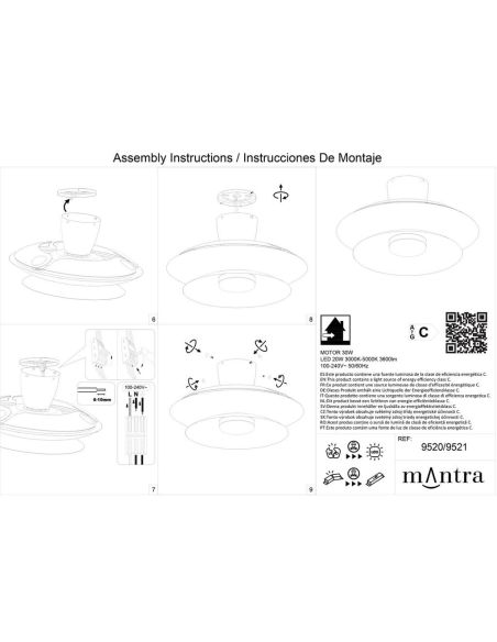 Ventilador plafón moderno LED PATAGONIA 2D café cobre cepillado Ø500mm 33W 3000lm CCT regulable DC