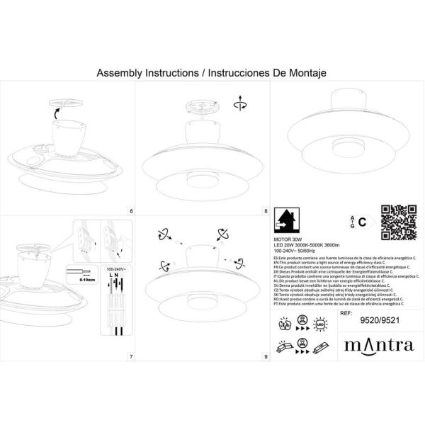 Ventilador plafón moderno LED PATAGONIA 2D café cobre cepillado Ø500mm 33W 3000lm CCT regulable DC