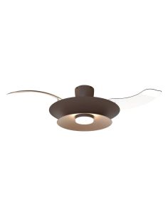 Ventilador plafón moderno LED PATAGONIA 2D café cobre cepillado Ø500mm 33W 3000lm CCT regulable DC