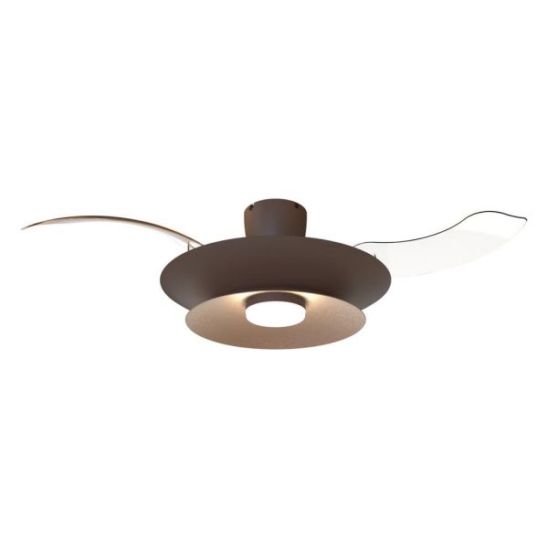 Ventoinha teto LED moderno PATAGONIA 2D em cobre escovado, cor café, Ø500mm, 33W, 3000lm, CCT, dimerizável, DC
