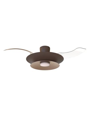 Ventilador plafón moderno LED PATAGONIA 2D café cobre cepillado Ø500mm 33W 3000lm CCT regulable DC