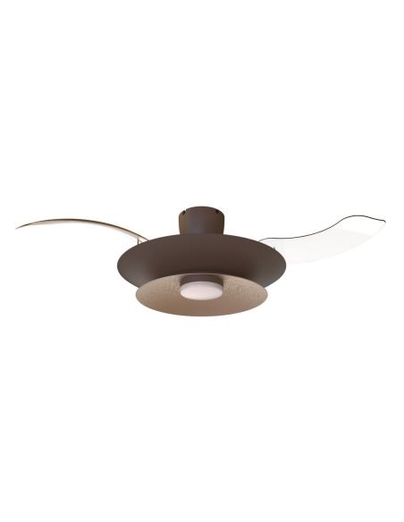 Ventilador plafón moderno LED PATAGONIA 2D café cobre cepillado Ø500mm 33W 3000lm CCT regulable DC