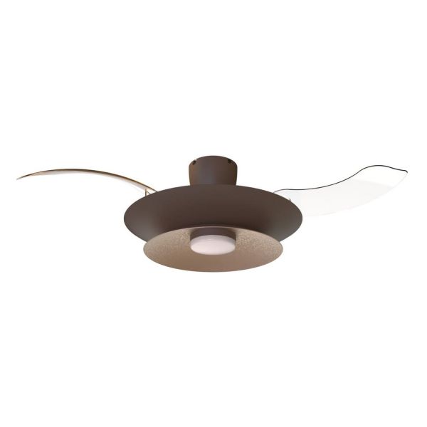 Ventilador plafón moderno LED PATAGONIA 2D café cobre cepillado Ø500mm 33W 3000lm CCT regulable DC