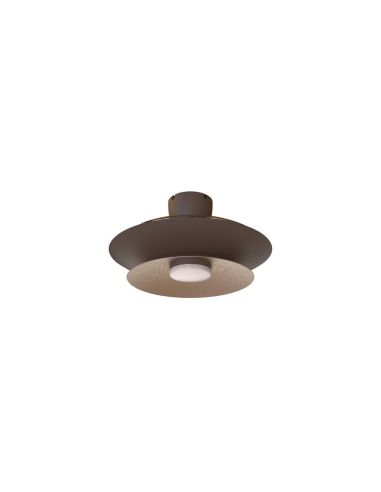 Ventoinha teto LED moderno PATAGONIA 2D em cobre escovado, cor café, Ø500mm, 33W, 3000lm, CCT, dimerizável, DC