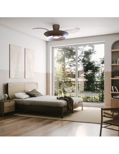 Ventilateur de plafond LED moderne PATAGONIA 2D couleur cuivre brossé café Ø500 mm 33 W 3000 lm CCT dimmable CC