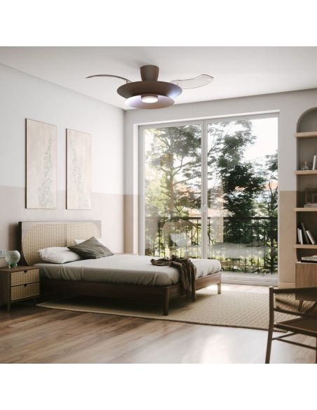 Ventilateur de plafond LED moderne PATAGONIA 2D couleur cuivre brossé café Ø500 mm 33 W 3000 lm CCT dimmable CC