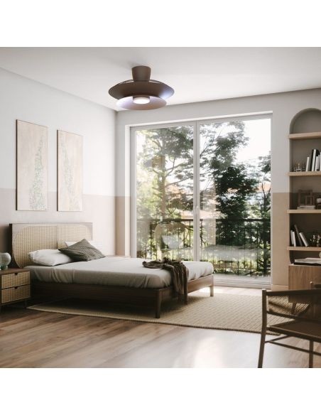 Ventilateur de plafond LED moderne PATAGONIA 2D couleur cuivre brossé café Ø500 mm 33 W 3000 lm CCT dimmable CC