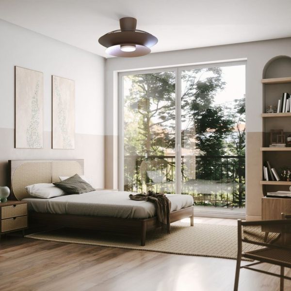 Ventilateur de plafond LED moderne PATAGONIA 2D couleur cuivre brossé café Ø500 mm 33 W 3000 lm CCT dimmable CC