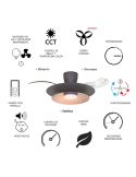 Ventilador plafón moderno LED PATAGONIA 2D café cobre cepillado Ø500mm 33W 3000lm CCT regulable DC