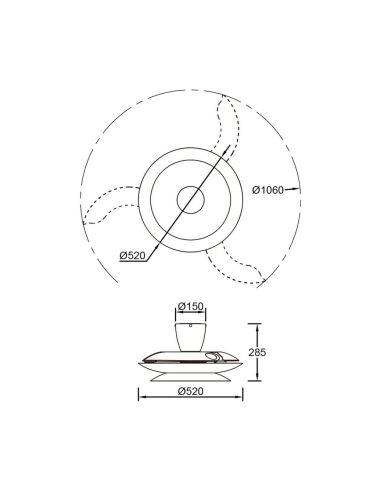 Ventoinha teto LED moderno PATAGONIA 2D em cobre escovado, cor café, Ø500mm, 33W, 3000lm, CCT, dimerizável, DC