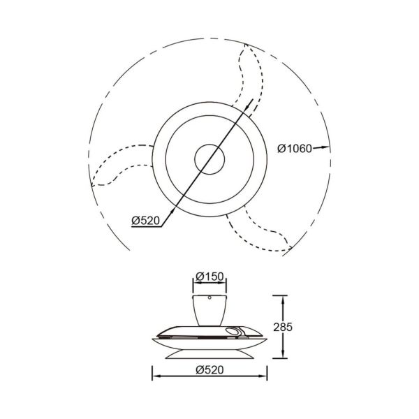 Ventilador plafón moderno LED PATAGONIA 2D café cobre cepillado Ø500mm 33W 3000lm CCT regulable DC