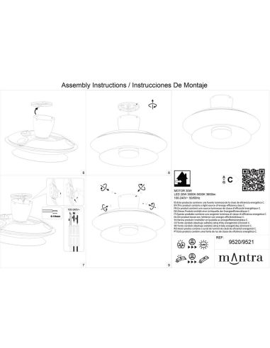 Ventilador tipo plafón moderno LED PATAGONIA 2D blanco Ø500mm 33W 3000lm CCT regulable motor DC silencioso