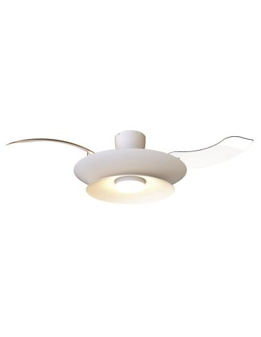Ventilador tipo plafón moderno LED PATAGONIA 2D blanco Ø500mm 33W 3000lm CCT regulable motor DC silencioso