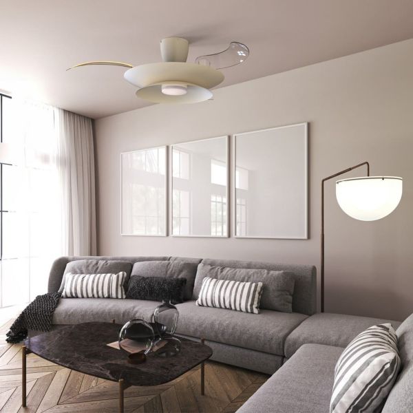 Ventilateur de plafond moderne à LED PATAGONIA 2D blanc Ø500 mm 33 W 3000 lm, température de couleur variable, moteur CC silenci