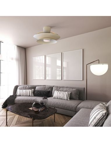 Ventilador tipo plafón moderno LED PATAGONIA 2D blanco Ø500mm 33W 3000lm CCT regulable motor DC silencioso