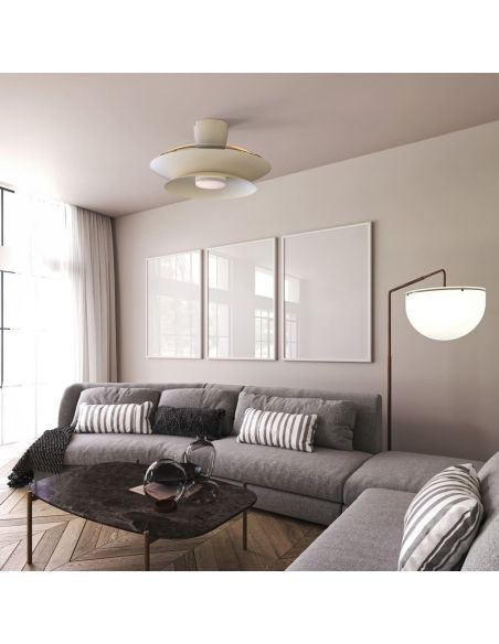 Ventoinha teto LED moderno PATAGONIA 2D branco Ø500mm 33W 3000lm CCT dimerizável silencioso com motor DC