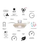 Ventilador tipo plafón moderno LED PATAGONIA 2D blanco Ø500mm 33W 3000lm CCT regulable motor DC silencioso