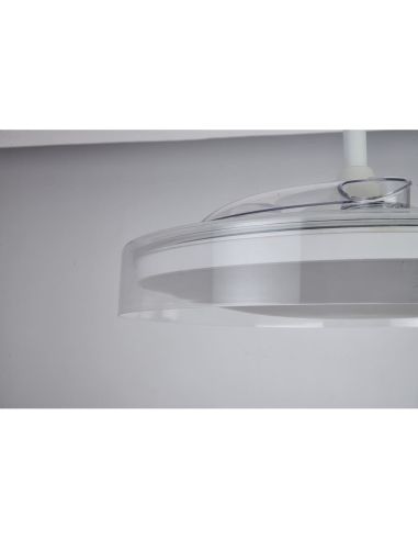 Ventilador de techo tipo plafón LED GLASS FAN M blanco transparente Ø1320mm 35W 3000lm CCT regulable DC silencioso