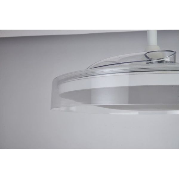 Ventilador de techo tipo plafón LED GLASS FAN M blanco transparente Ø1320mm 35W 3000lm CCT regulable DC silencioso