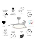 Ventilateur de plafond LED, GLASS FAN M, blanc transparent, Ø 1320 mm, 35 W, 3000 lm, CCT, dimmable, CC, silencieux