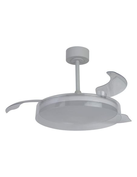 Ventilador de techo tipo plafón LED GLASS FAN M blanco transparente Ø1320mm 35W 3000lm CCT regulable DC silencioso