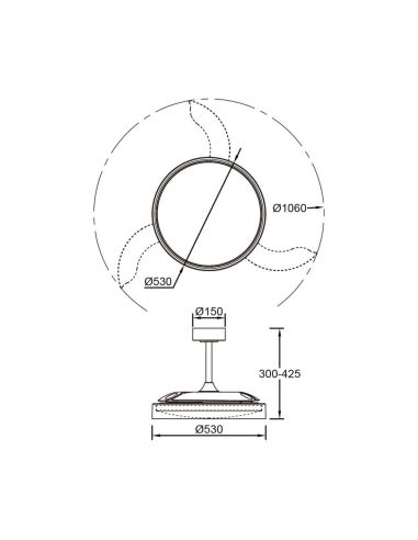 Ventilador de techo tipo plafón LED GLASS FAN M blanco transparente Ø1320mm 35W 3000lm CCT regulable DC silencioso