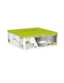 Ventilador de techo tipo plafón LED GLASS FAN M blanco transparente Ø1320mm 35W 3000lm CCT regulable DC silencioso