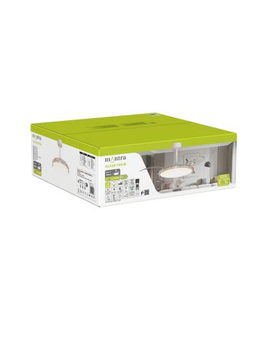Ventilador de techo tipo plafón LED GLASS FAN M blanco transparente Ø1320mm 35W 3000lm CCT regulable DC silencioso
