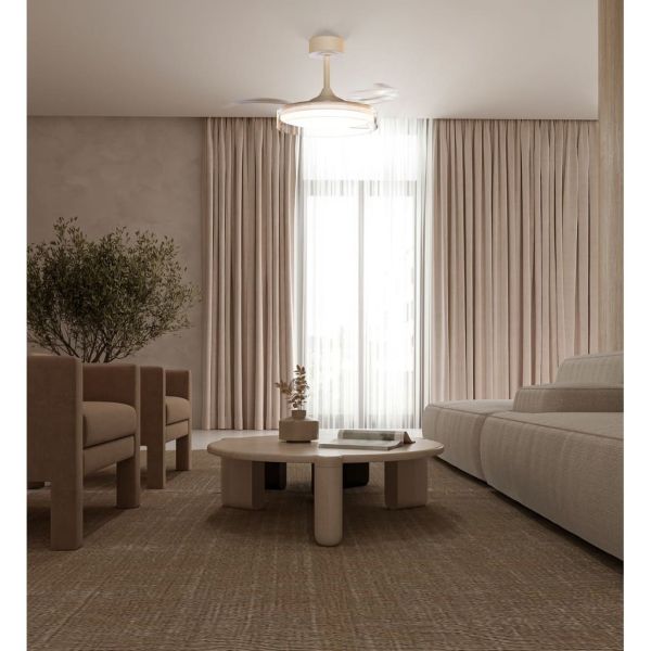 Ventoinha de teto LED, GLASS FAN S, branco transparente, Ø1060mm, 35W, 3000lm, CCT regulável, DC, silencioso