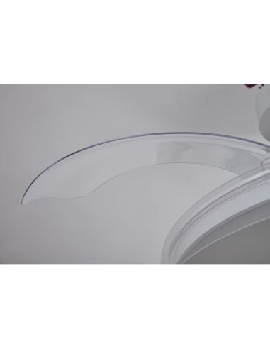 Ventilador de techo tipo plafón LED GLASS FAN S blanco transparente Ø1060mm 35W 3000lm CCT regulable DC silencioso