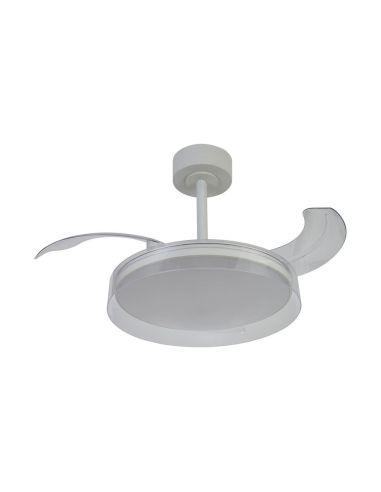Ventilador de techo tipo plafón LED GLASS FAN S blanco transparente Ø1060mm 35W 3000lm CCT regulable DC silencioso