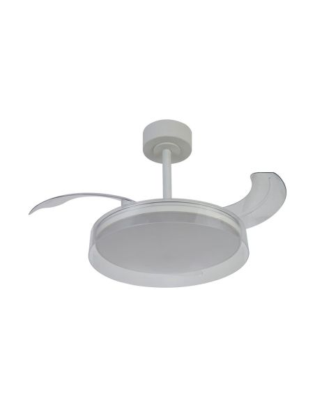 Ventilador de techo tipo plafón LED GLASS FAN S blanco transparente Ø1060mm 35W 3000lm CCT regulable DC silencioso