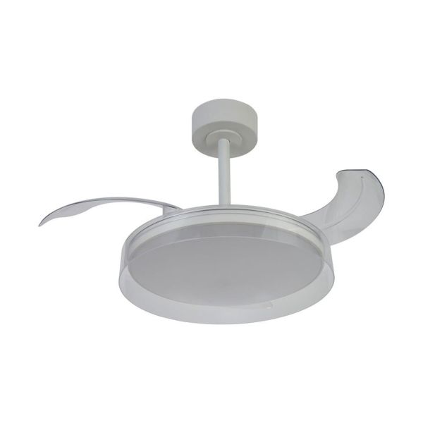 Ventilador de techo tipo plafón LED GLASS FAN S blanco transparente Ø1060mm 35W 3000lm CCT regulable DC silencioso