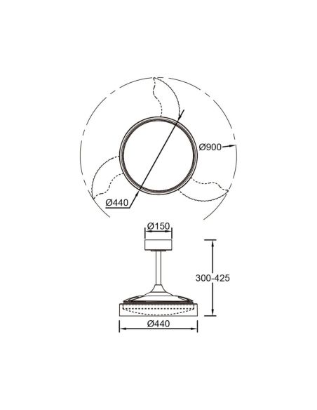 Ventilador de techo tipo plafón LED GLASS FAN S blanco transparente Ø1060mm 35W 3000lm CCT regulable DC silencioso