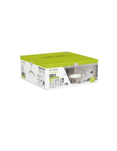 Ventilador de techo tipo plafón LED GLASS FAN S blanco transparente Ø1060mm 35W 3000lm CCT regulable DC silencioso