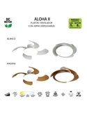 Plafón Ventilador LED ALOHA II blanco Ø830mm 40W 4200lm CCT 3000-5000K motor 25W DC silencioso