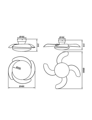 Plafón Ventilador LED ALOHA II blanco Ø830mm 40W 4200lm CCT 3000-5000K motor 25W DC silencioso