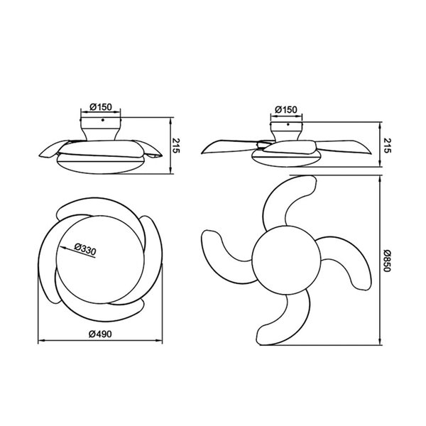 Plafón Ventilador LED ALOHA II blanco Ø830mm 40W 4200lm CCT 3000-5000K motor 25W DC silencioso