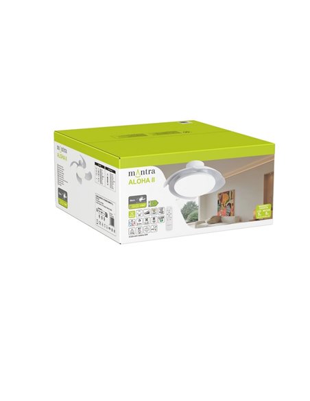Plafonnier ventilateur LED ALOHA II blanc Ø830 mm, 40 W, 4200 lm, CCT 3000-5000 K, moteur silencieux 25 W CC